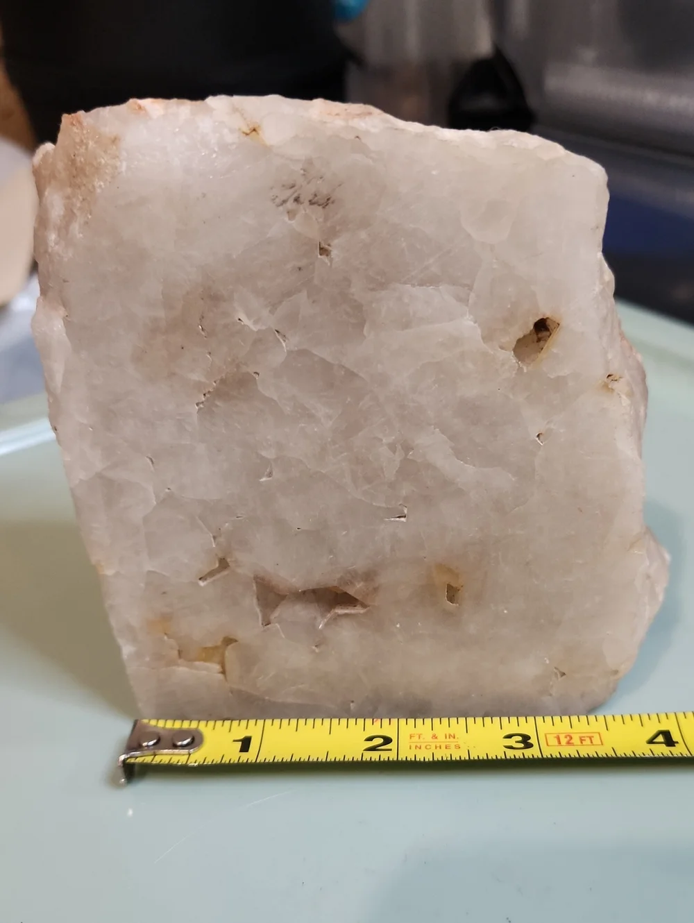 Natural Milky Quartz Crystal Bookend with Iron Oxide Deposits, 2 lbs 4.6 oz